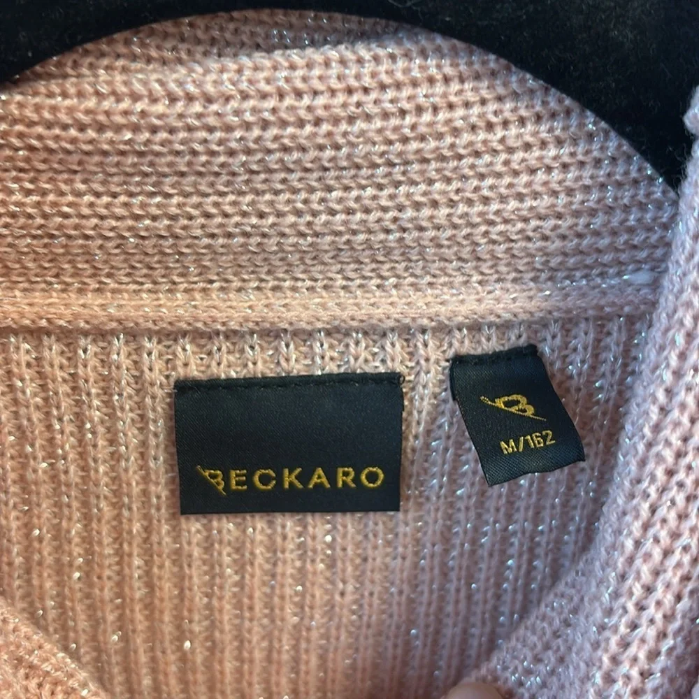 Beckaro M Pink Ruffled Turtleneck Sweater